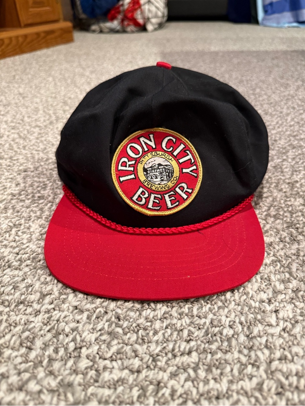 Vintage Iron City Beer Pittsburgh Black Red Hat